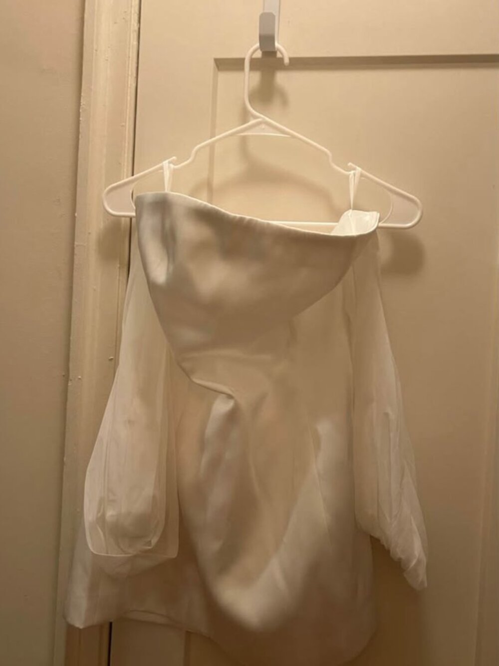 JW PEI satin dress short with tulle sleeves Size 10
